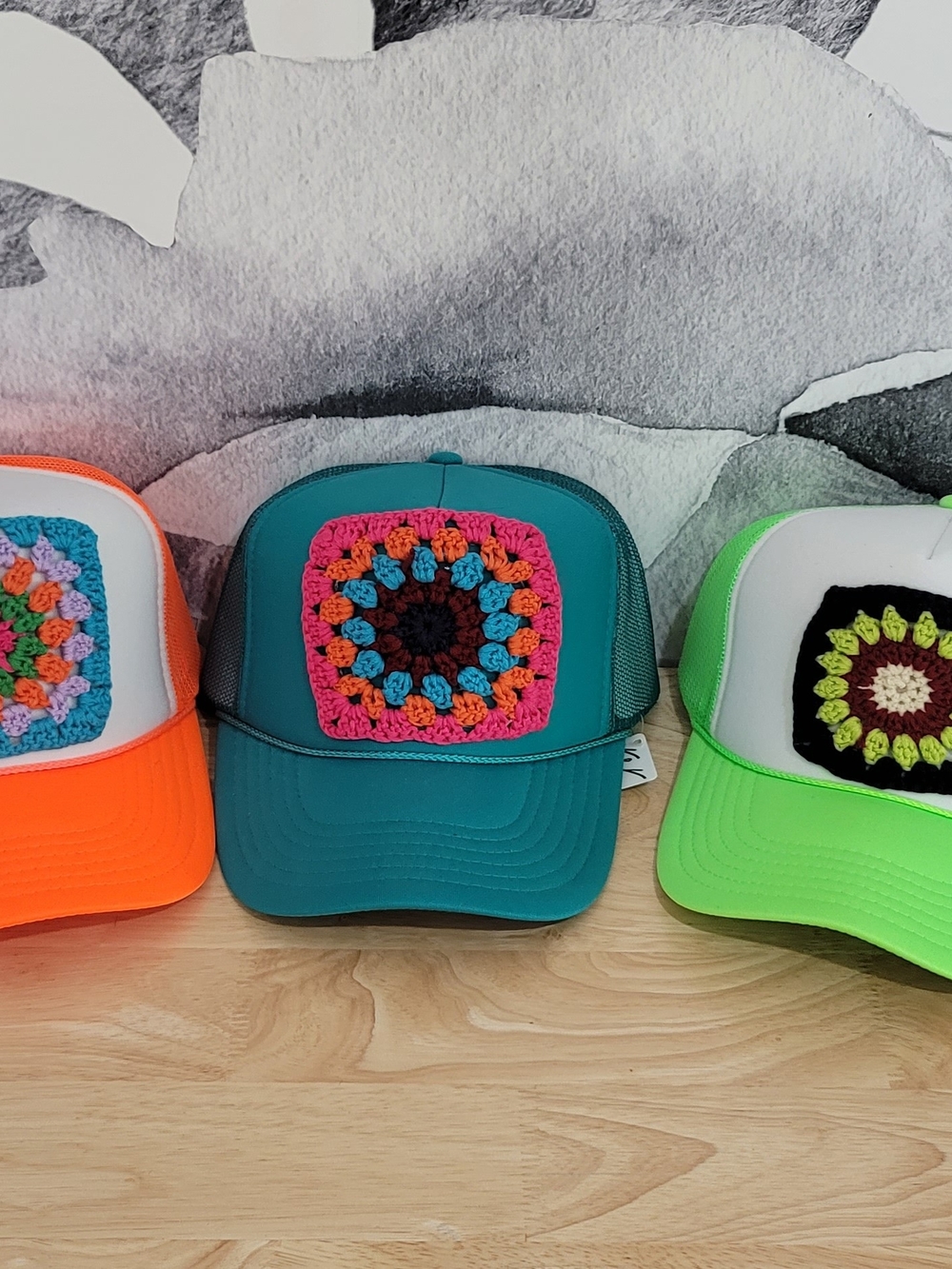 Crochet "Granny Square" Trucker Hat